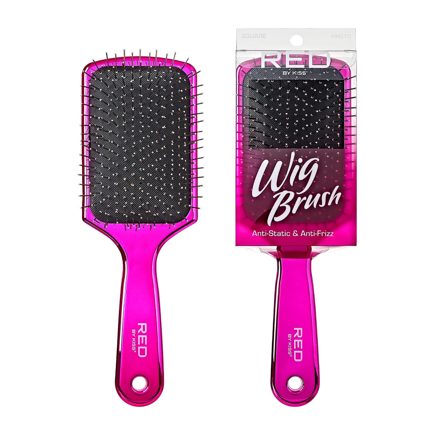 RED by Kiss Anti-Static Wig Brush, Stainless Steel Bristles for Easy Detangling and Smooth Styling for All Hair Types & Wigs, Knot-Free Design (Square)