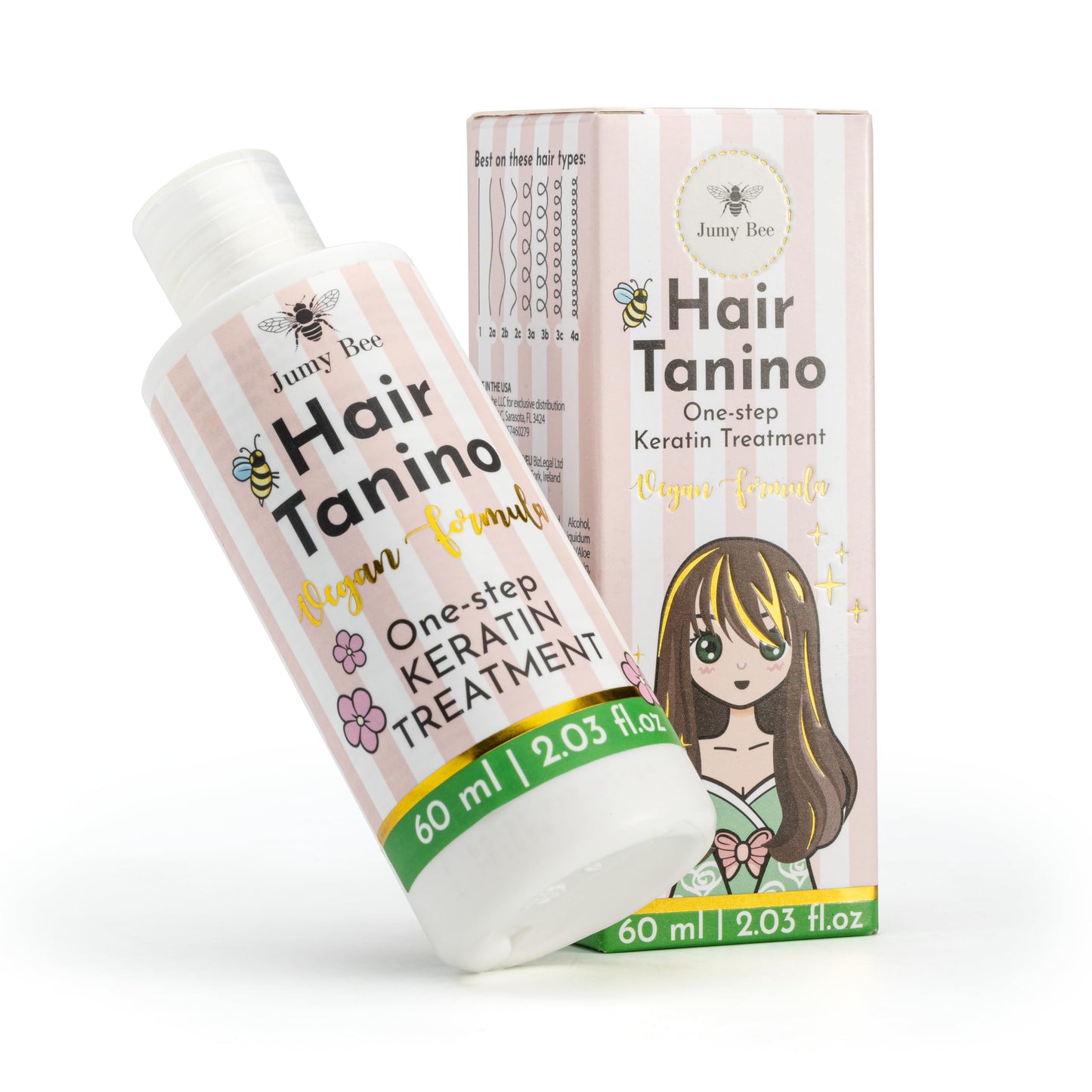 Jumy Bee Hair Straightening Keratin Treatment Tanino - Taninoplastia Hair Treatment - Smoothing,Hydrating,Repairing,Avocado & Protein Extreme Shine Effect - Formaldehyde Free - 2.03 Fl.oz(Tanino)