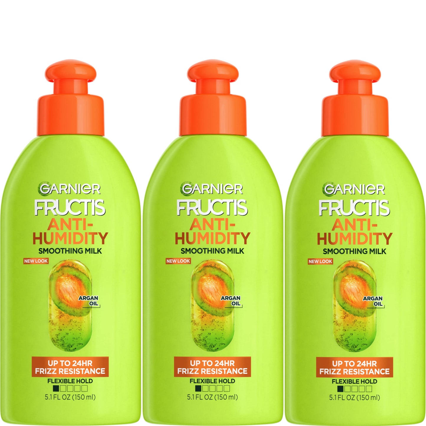GARNIER Fructis Style Anti-Humidity Smoothing Milk for Frizz Resistance, 5.1 Fl Oz, 3 Count, (Packaging May Vary)