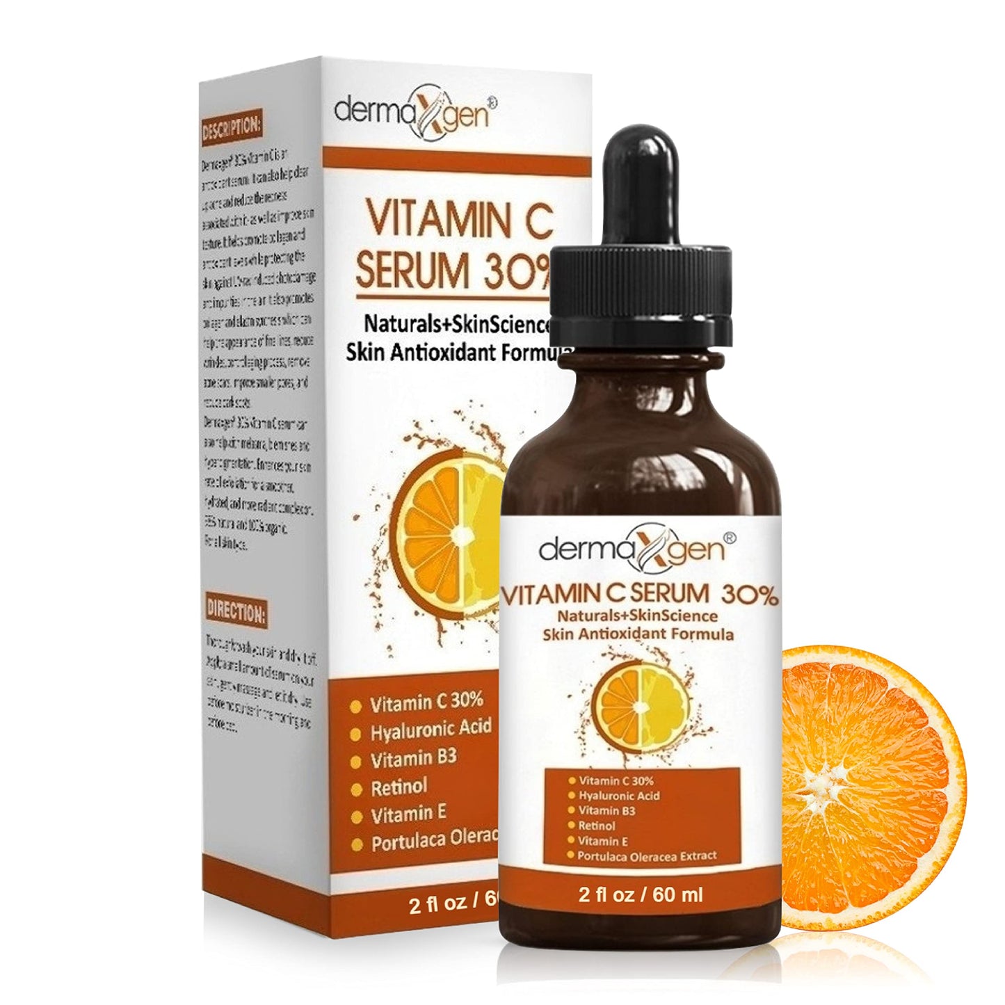 30% Organic Vitamin C Serum for Face Natural Anti-Wrinkle Serum with Hyaluronic Acid & Vitamin E Anti-Aging Moisturizer for Fine Lines, Dark Spots & Skin Rejuvenation 2 Fl oz