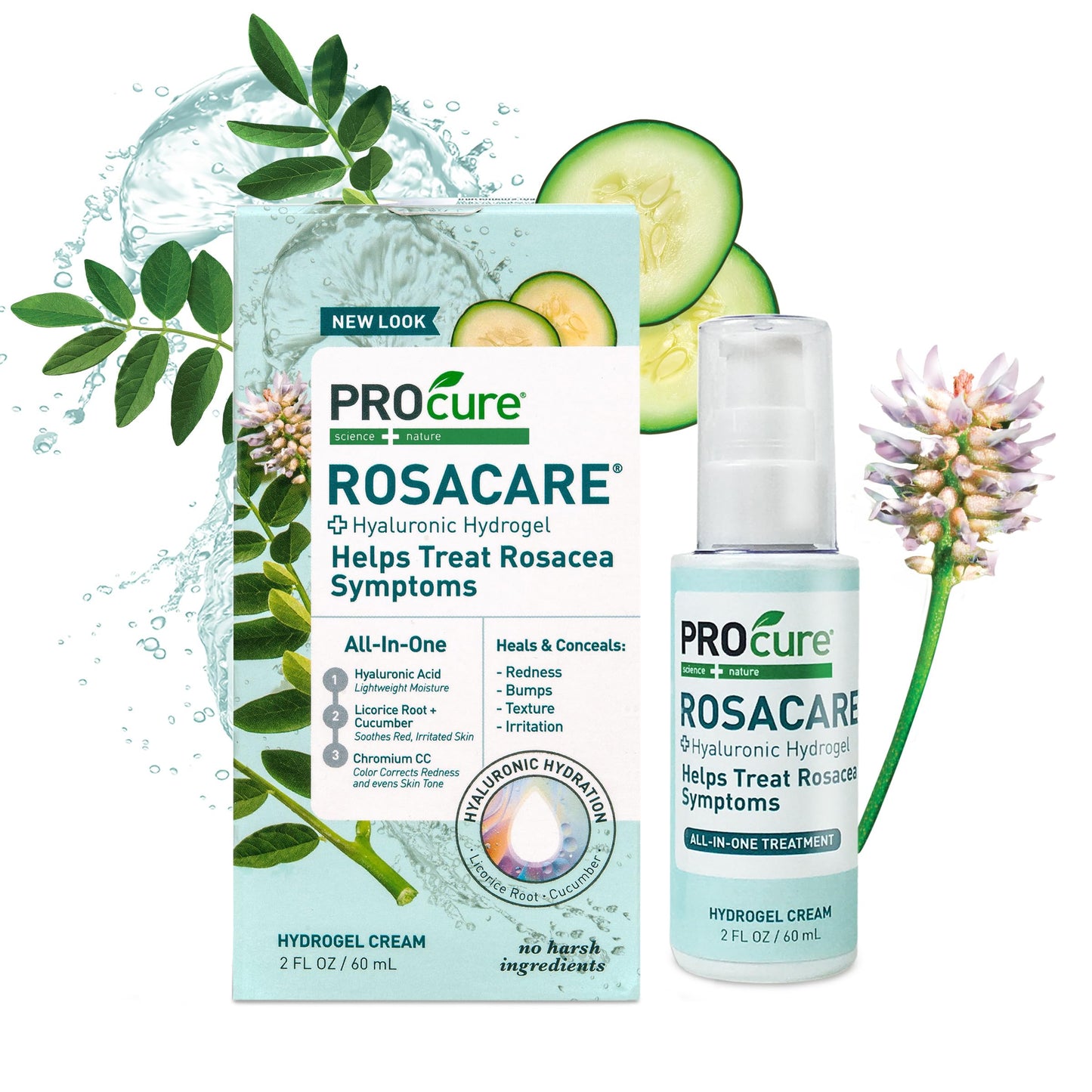 PROcure Rosacare Medicated Redness Reduction CC Face Cream, Hyaluronic Hydrogel for Rosacea Symptoms, 2 Ounce
