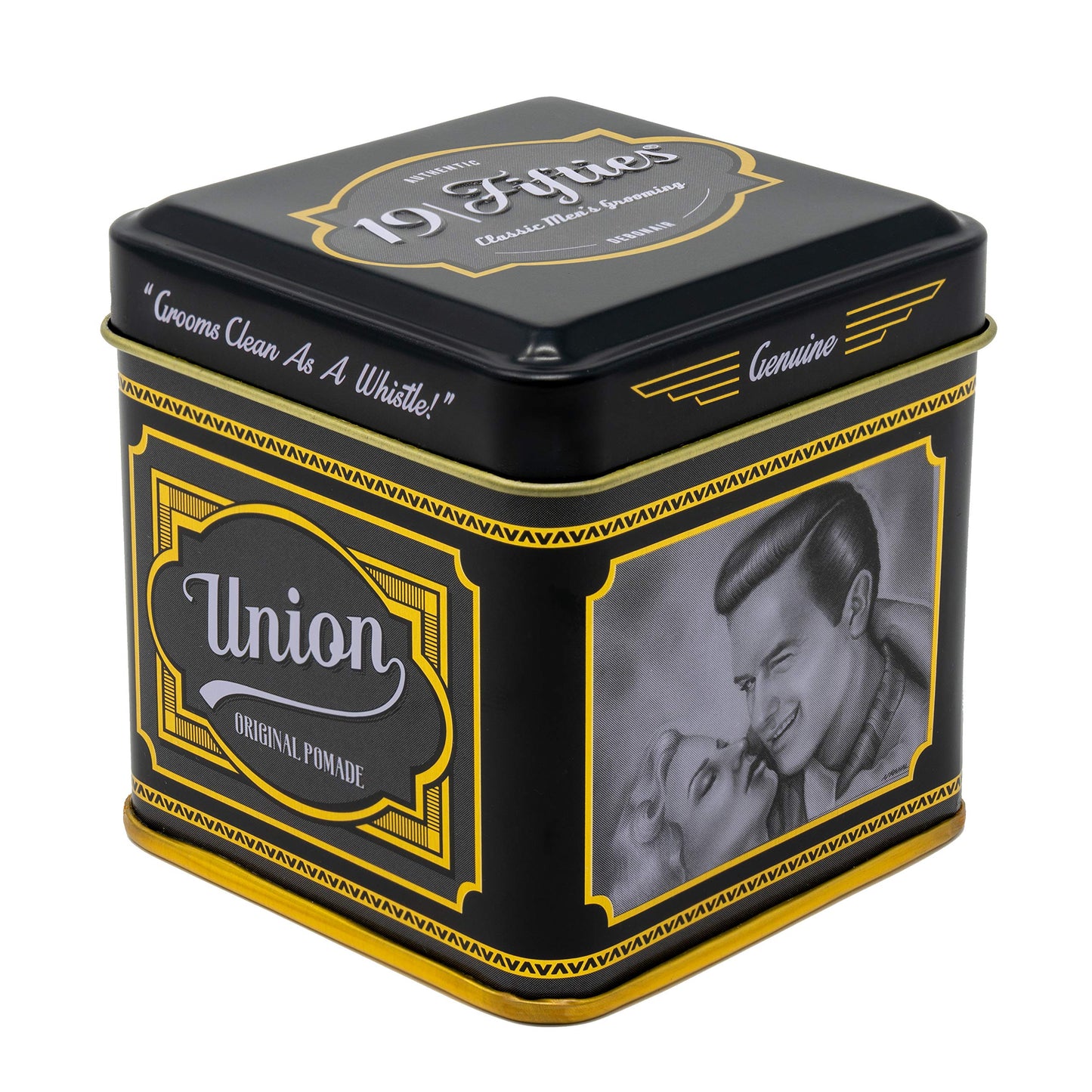 Union Original Pomade For Men - 4oz Beautiful Tin | All Day Firm Hold, Easily Washes Out With Water, High Shine & Amazing Scent - Ideal For Pompadours, Side-Part Comb-Overs, & Slick-Back