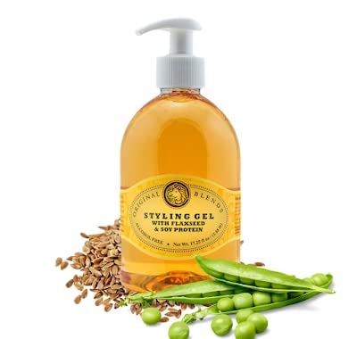 Original Blends Pump Styling Gel - Natural Hair Gel with Flaxseed & Soy Protein - Non-Flaking, Firm or Light Hold for All Hair Types - Hair Product for Adults & Children - (17.25 Fl Oz Dispenser)