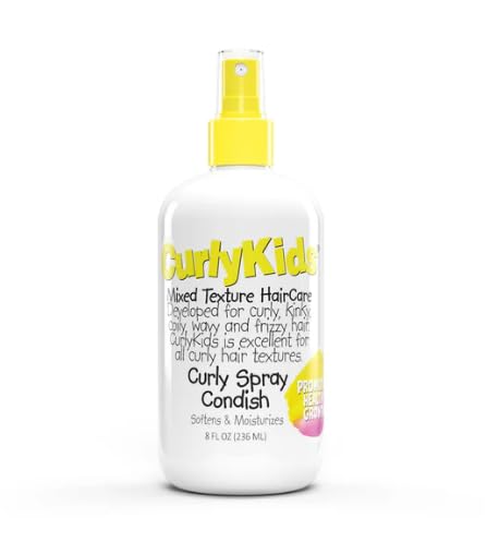 CurlyKids Curly Spray Condish | Leave-In Conditioner for Curly Hair Kids - Moisturizes & Softens Kinky, Coily, Wavy, & Frizzy Hair, Lightweight Daily Hydration - Ideal for Kids HairCare Routine, 8oz