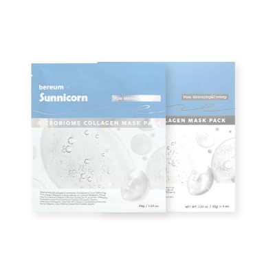 beureum Microbiome Collagen Anti-Wrinkle Pore-Free 4 Masks Pack Hydrating, Firming, Lifting and Moisturizing | Korean Skincare| Vegan & Cruelty-Free