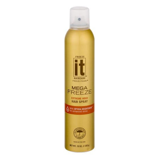 𝐹𝓇𝑒𝑒𝓏𝑒~it Mega Freeze Hair Spray, Extreme Hold, Nourishing UV Protection,10 oz (pack of 1)