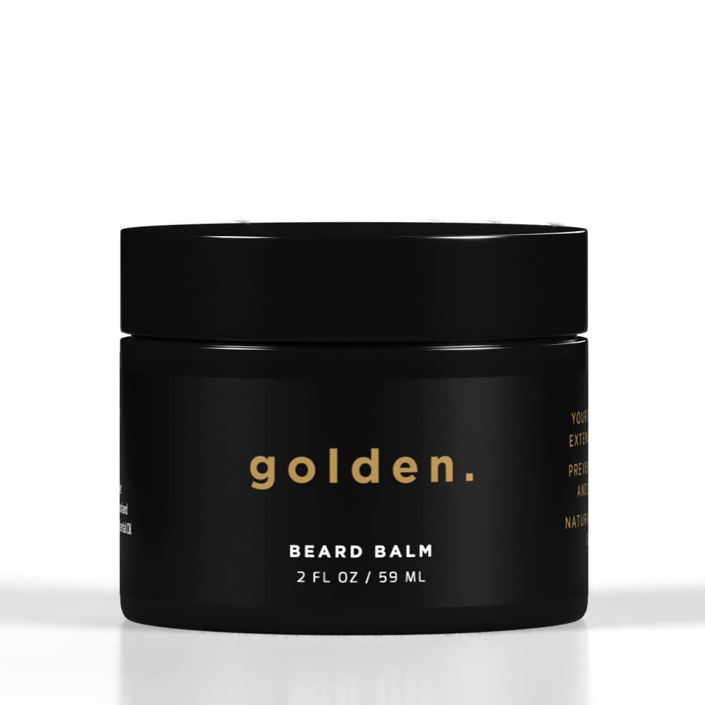 Golden Grooming Beard Balm | Unique Masculine Scent | Shea Butter for Beard Growth | Tames, Moisturizes & Styles (2 oz, Fresh Scent)