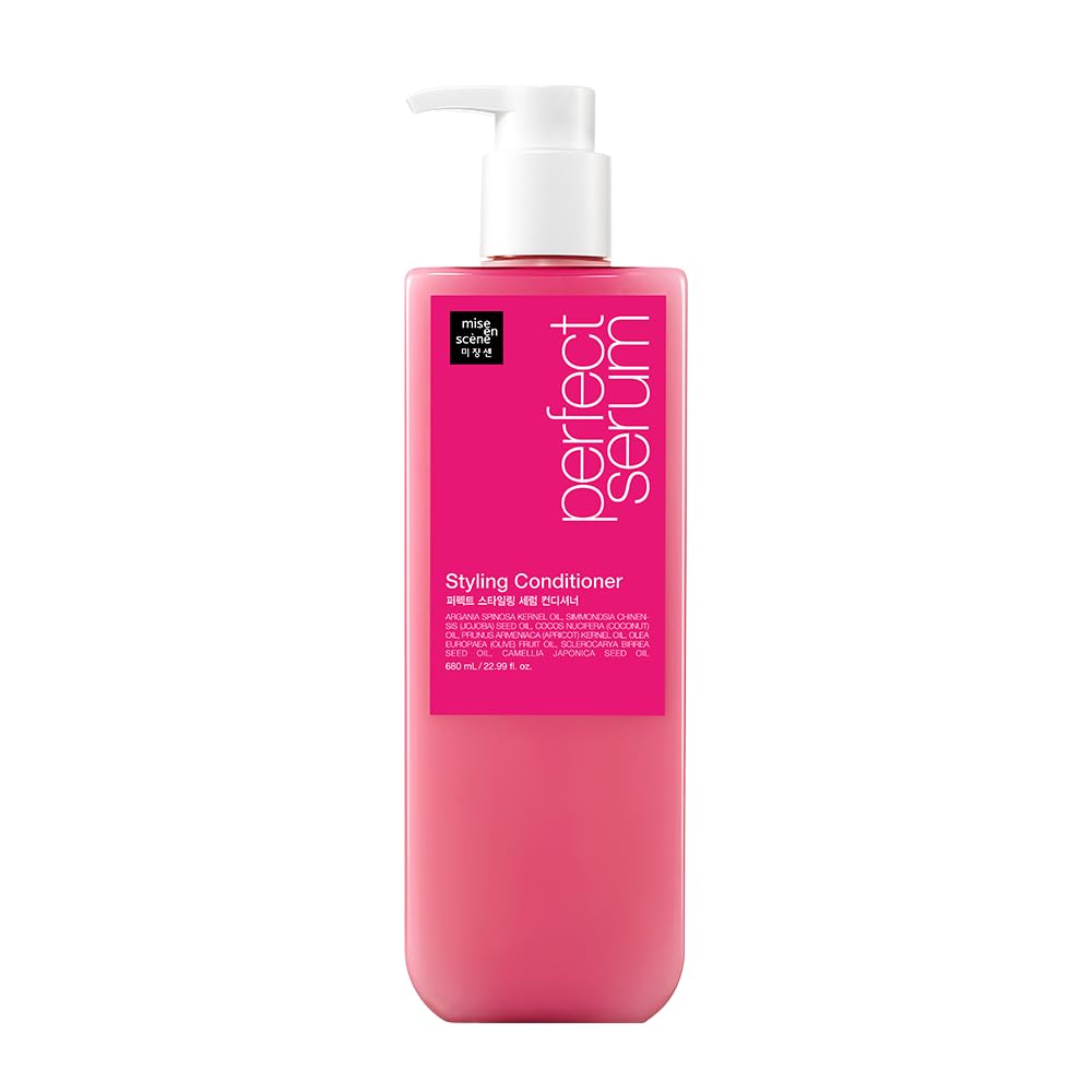 Mise En Scene Perfect Hair Perfume Conditioner - Styling Serum Conditioner - with Peony and Rose Scent, Styling Memory & Heat Protection, Enriched with Argan Oil, Daily Nourishing, 22.99 Fl. Oz.