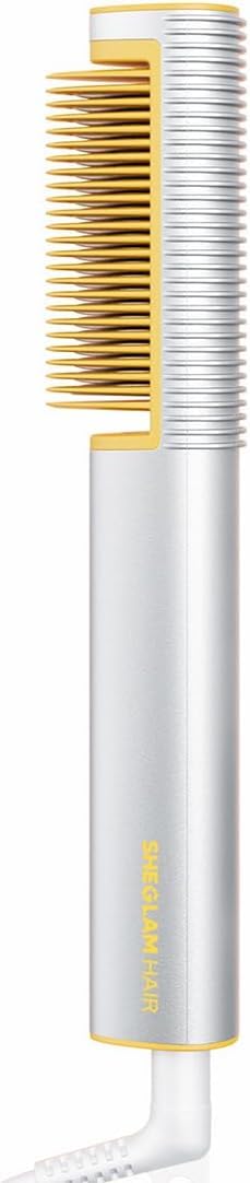 SHEGLAM Straightener Brush 3D Ionic Hair Straightening Brush with 24K Gold Heated Comb, Anti-Scald Design, 60s Fast Heat-Up, Auto-Off, Frizz Control, Sleek & Smooth Styling