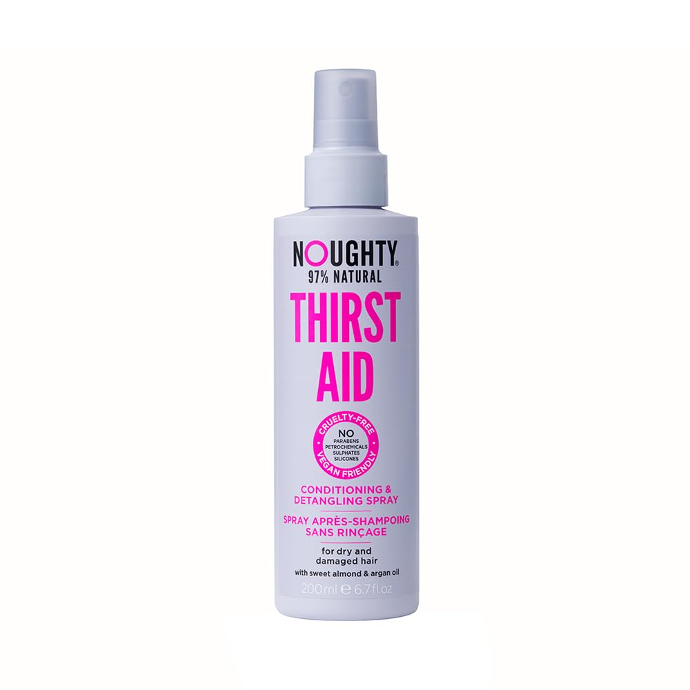 Noughty 97% Natural Thirst Aid Conditioning and Detangling Spray, Leave In Hair Detangler Treatment for Dry and Damaged Hair, with Sweet Almond Oil, Sulphate Free Vegan Haircare 200ml