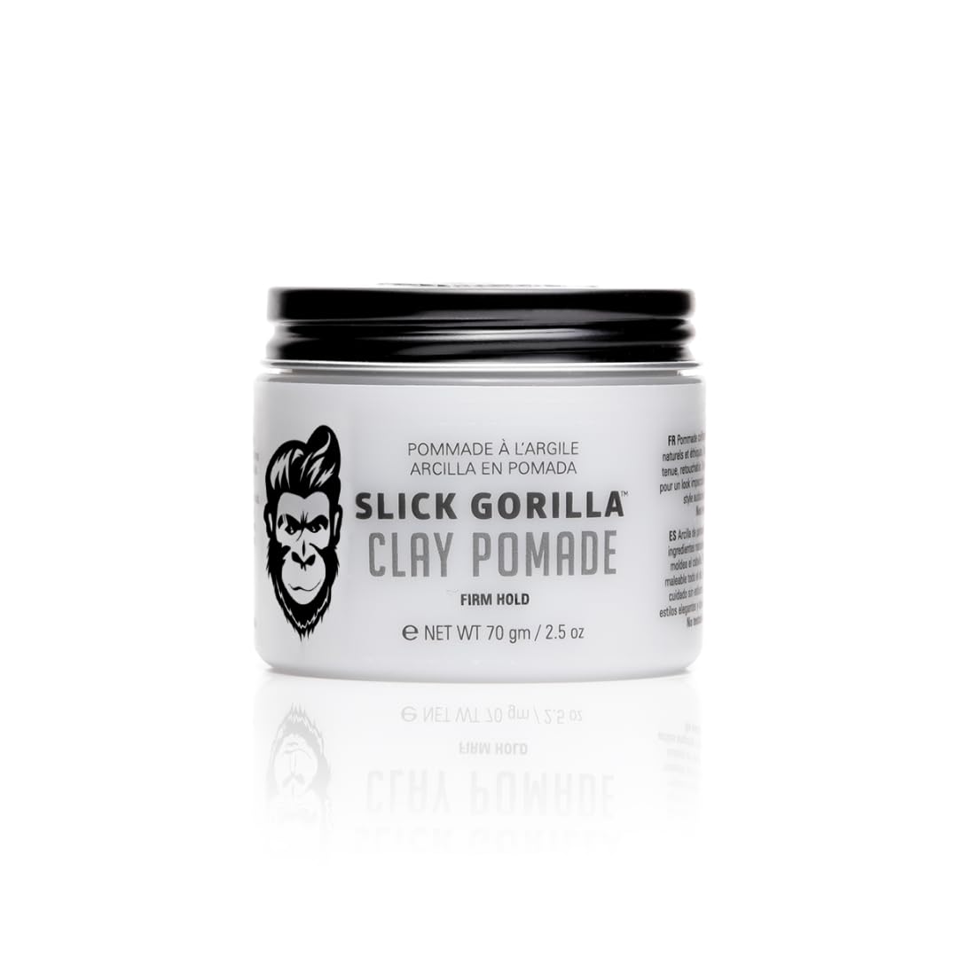 Slick Gorilla Clay Pomade for Men | 2.5 oz (75 ml) | Firm Hold Hair Clay with Natural Matte Finish | Non-Greasy Men's Hair Pomade for Textured, Wavy & Thick Hair | Easy to Wash, No Flakes