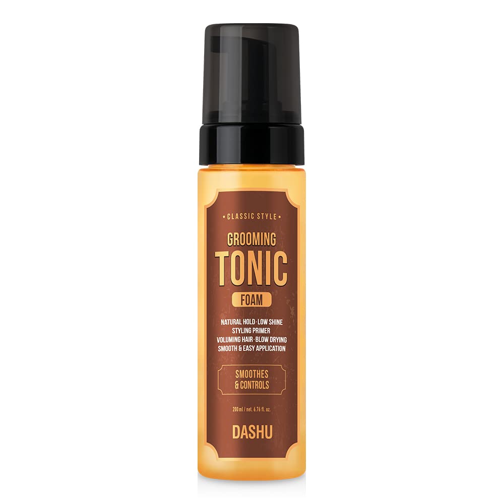 DASHU Classic Style Grooming Tonic Foam | Fix & Gentle Hold, Styling Primer, Heat Shield Hair Tonic | Hair Care Styling Foam 6.76 Fl Oz Pump Dispenser