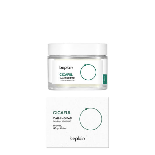 beplain Cicaful Calming Pads, Dual-Textured Facial Toner Pads for Exfoliation and Daily Facial mask with Centella Asiatica Extract & Madecassoside, Ideal for All Skin Types, Korean Skin Care (60 Pads)