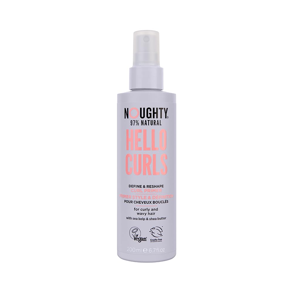 Noughty 97% Natural Hello Curl Define and Re-Shape Curl Primer, Vitamin Rich Formula for Curly and Wavy Styles, with Sea Kelp and Shea Butter, Sulphate Free Vegan Haircare 200 ml
