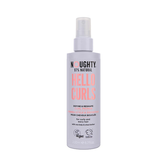 Noughty 97% Natural Hello Curl Define and Re-Shape Curl Primer, Vitamin Rich Formula for Curly and Wavy Styles, with Sea Kelp and Shea Butter, Sulphate Free Vegan Haircare 200 ml