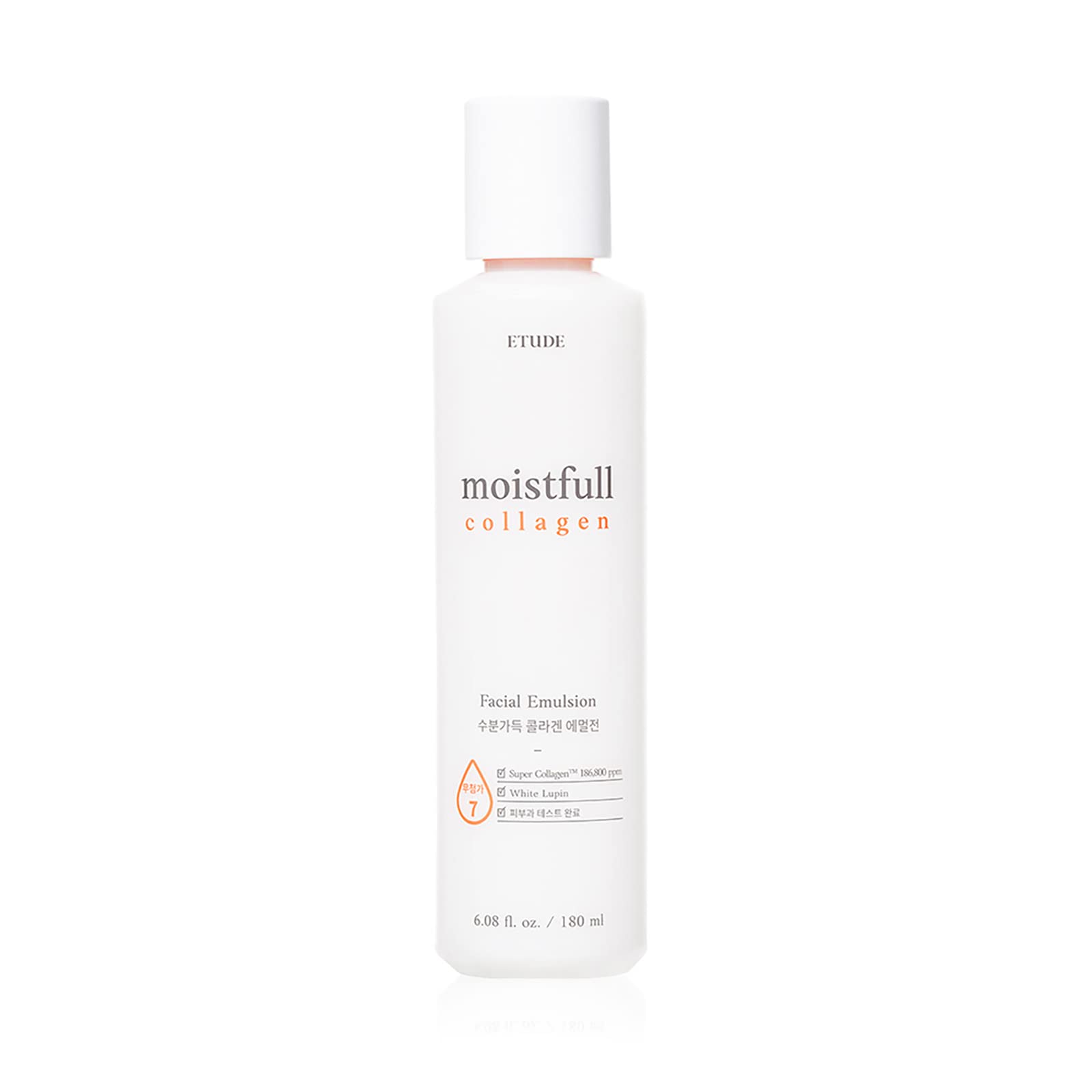 Etude Moistfull Collagen Facial Emulsion, Face Moisturizer, Super Collagen Water, Lupinus Albus Protein, Soft Milk Type Texture, Human Skin Patch Test Completed, Korean Skin Care, Beauty (6.08 Fl Oz)