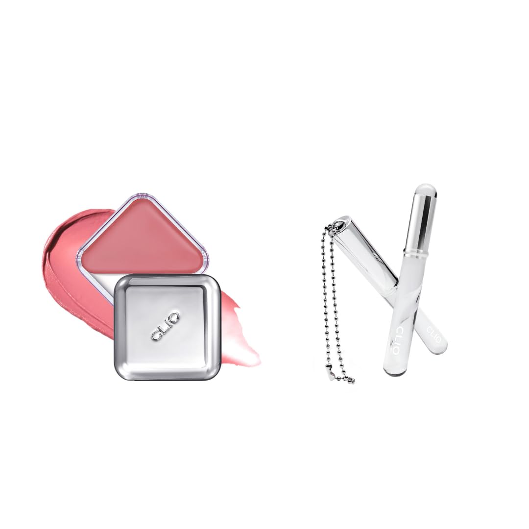 CLIO Essential Lip & Cheek Tap + Sillicone Lip Brush Bundle, 02 Bunny Flush