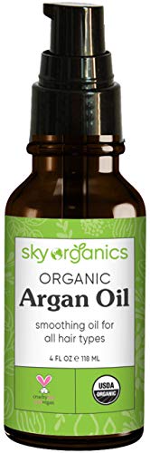 Sky Organics Organic Argan Oil for Hair, 100% Pure & Cold-Pressed USDA Certified Organic to Hydrate, Soften & Smooth, 4 fl. Oz + Ebook