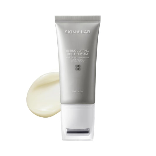 [SKIN&LAB] Retinol Lifting Roller Cream with Massage applicator, Vegan Anti Aging Face and Neck Cream for Reduce Wrinkles and Fine Line, For Face, Neck, DŽcolletŽ Wrinkle Care, 1.69 fl. oz.