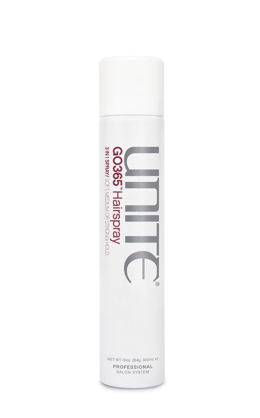 UNITE Hair GO365 Hairspray Soft, Medium, Strong Hold Adjustable Nozzle, Protects Heat, 10oz