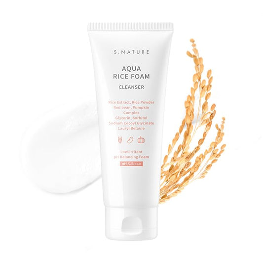 AQUA RICE FOAM CLEANSER | Facial Cleanser, Rice Extract Rice Powder Cleanser with Mild Cleansing, Glycerin,Vegan, Face Wash, Korean Skincare | 80ml 2.7 Fl Oz