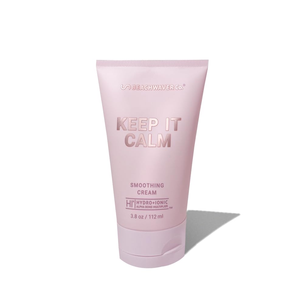 Beachwaver Keep It Calm Smoothing Cream - Full Size (3.8 Oz) | Styling Cream for Smooth, Sleek Hair | Anti-Frizz Flyaway Tamer w/HiX Vegan Bond Multipliers | Polynesian Pink Sugar