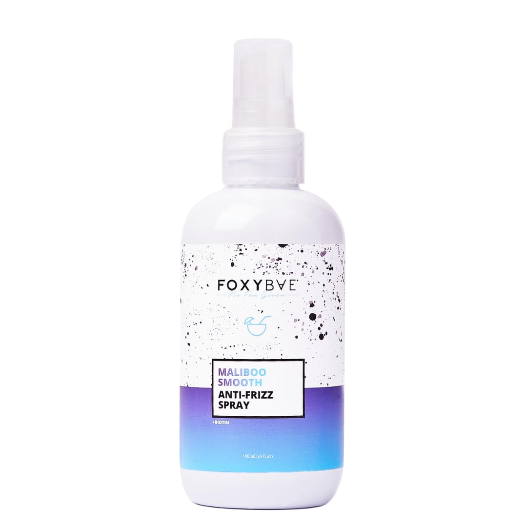 FoxyBae Anti Frizz Spray - with Biotin - Smoothes Hair, Hydrates, Nourishing - Lightweight Formula - Maliboo Smooth - 6 Fl Oz