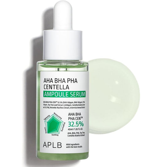 APLB AHA BHA PHA Centella Ampoule Serum | AHA BHA PHA CENª 32.5% 1.35 FL.OZ/Korean Skincare, Exfoliant, Long lasting moisturizing, Revitalize for gentle and improve skin texture