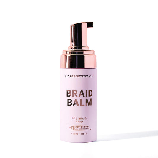 Beachwaver Braid Balm Pre-Braid Prep - Full Size (4 Fl Oz) | Frizz-Taming Primer Foam | Strengthen and Reduce Flyaways w/HiX Vegan Bond Multipliers - For All Hair Types | Bondi Beach Day
