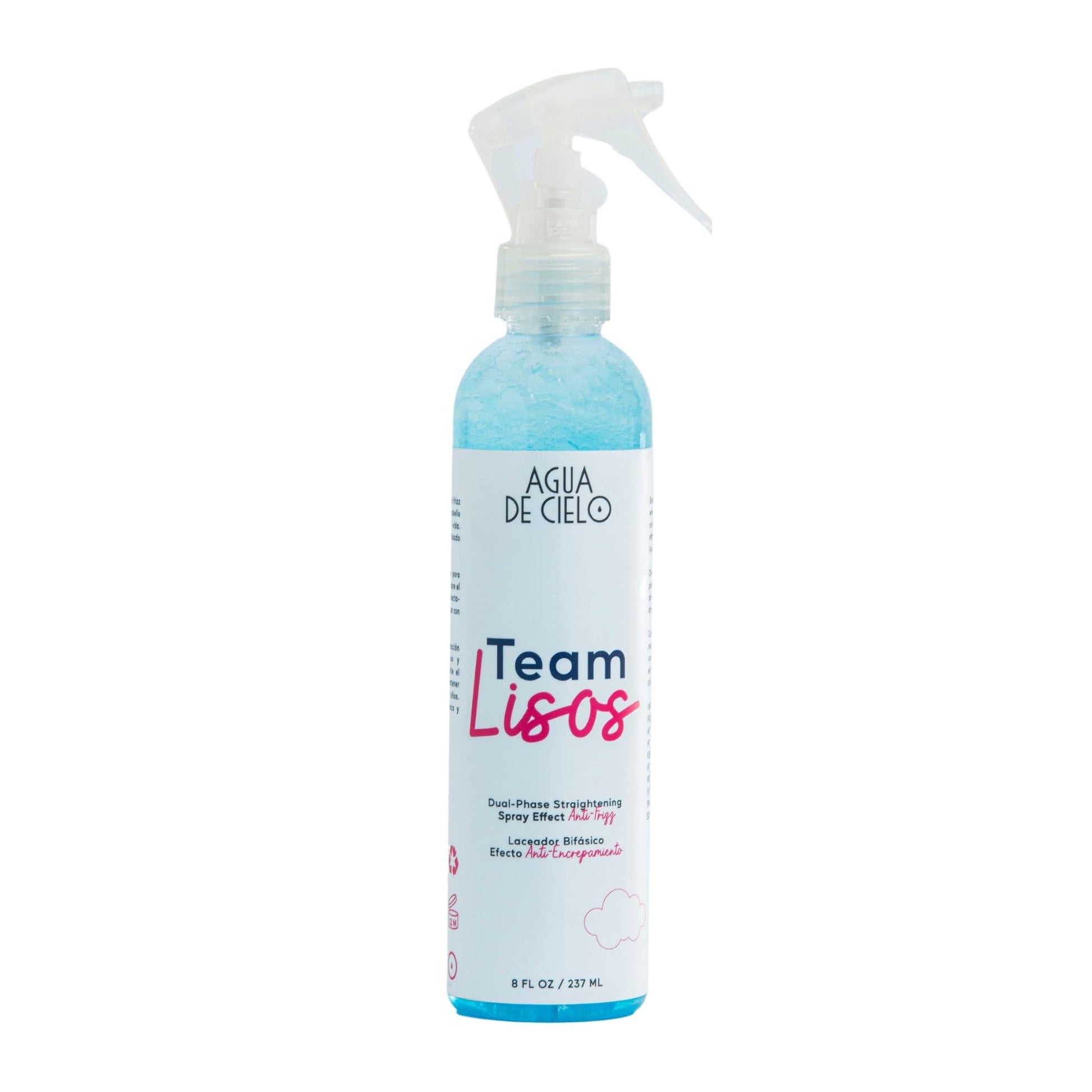 Agua de Cielo Team Lizos Hair Straightening Spray - Dual-Phase Straightening Spray Effect Anti-Frizz and Heat Protection, Straightens Hair Without Damaging for Healthy & Shiny Hair - 8 Oz