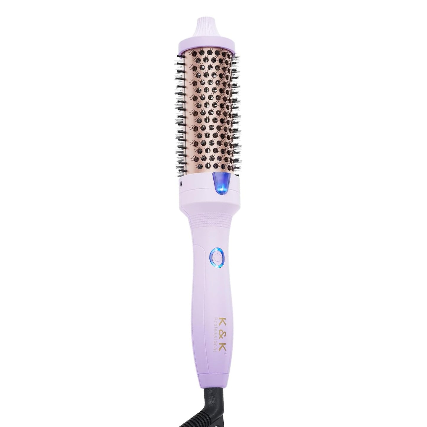 K&K 1.25 Inch Ceramic Tourmaline Ionic Heated Round Brush Curling Brush Creates Blowout Look -Creates Root Volume & Loose Curls Volume Curls Dual Voltage Hair Styling Tool (Purple, 1.25 Inch)