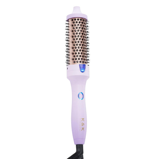 K&K 1.25 Inch Ceramic Tourmaline Ionic Heated Round Brush Curling Brush Creates Blowout Look -Creates Root Volume & Loose Curls Volume Curls Dual Voltage Hair Styling Tool (Purple, 1.25 Inch)