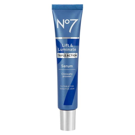 No7 Lift and Luminate Triple Action Face Serum Anti-Wrinkle Collagen Peptide Serum with Vitamin C, Brightening Emblica, Pro Retinol, Hyaluronic Acid & Hibiscus for Skin Firming (30ml)