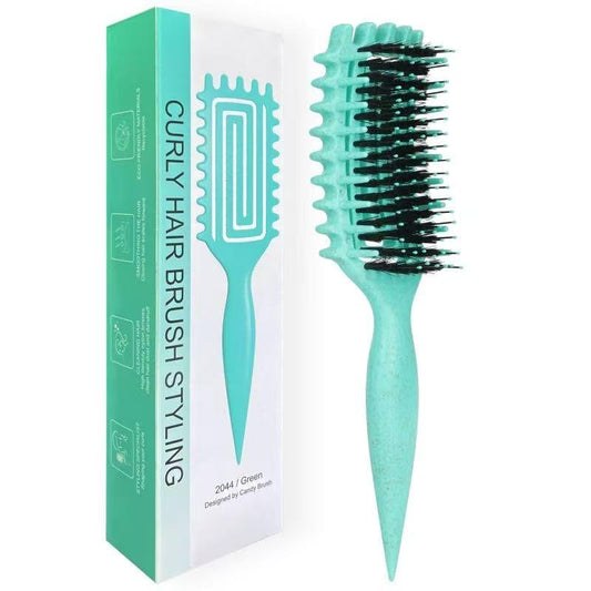 Curly Hair Brush, Curl Defining Brush for Detangling Shaping and Styling Curly Hair for Women and Men for All Wet or Dry Hair Types (Green)