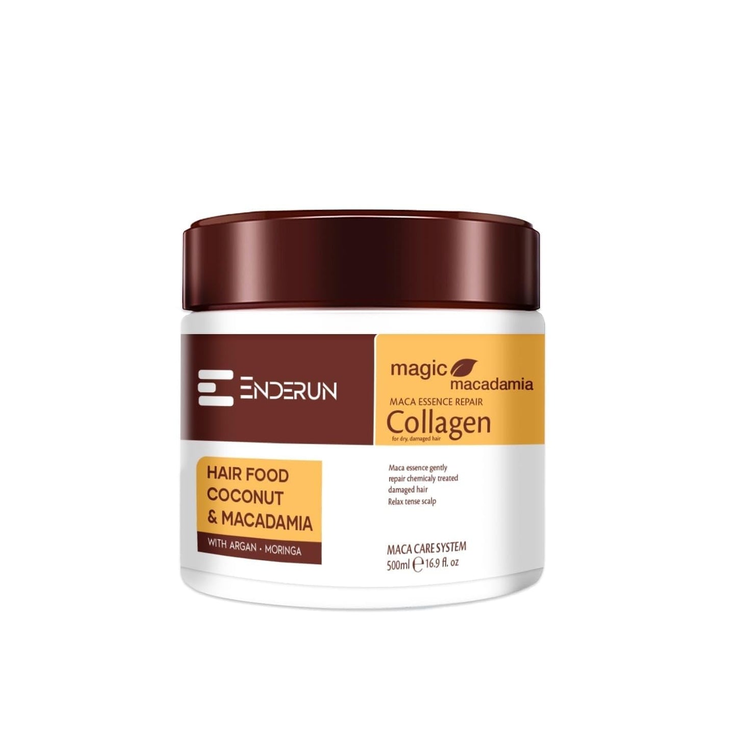 ENDERUN Hair Treatment Masks - Collagen Hair Mask for Dry Damaged Hair - Deep Moisturizing Hair Care - Argan Oil Hair Repair Mask - Natural Nourishing Hair Care Masque 16.9 fl Oz 500ml