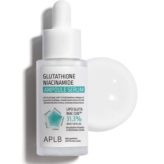 APLB Glutathione Niacinamide Ampoule Serum | LIPO GLUTA NIAC CENª 31.3% 1.35 FL.OZ/Korean Skincare, Long lasting moisturizing, Improve skin elasticity, Revitalize for gentle and improve skin texture