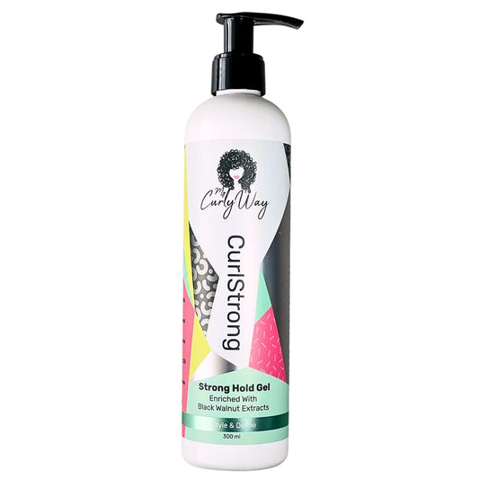 Curly Hair Strong Hold Gel Curlstrong Styling and Defining Gel for Waves, Curls and Coils - 100% Vegan (10 oz.)
