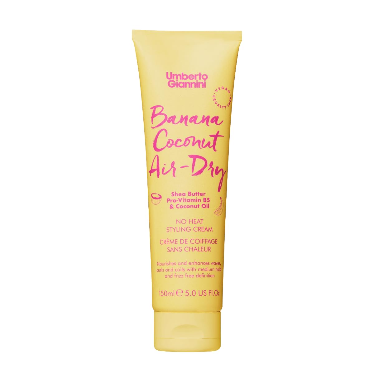 Umberto Giannini Banana Coconut Air Dry Cream 5.fl Oz - Weightless Curl Cream with Medium Hold Flexible Curls and Waves