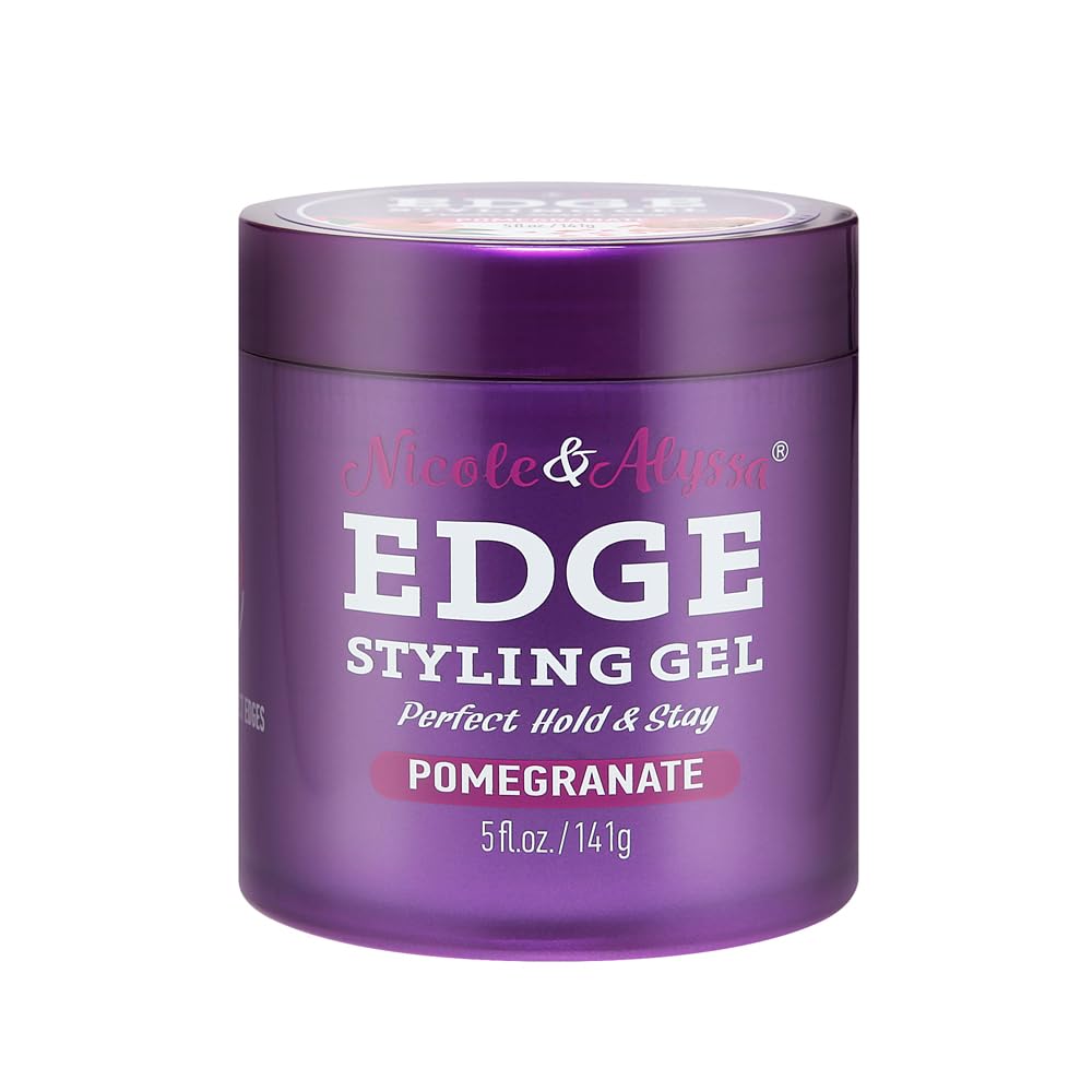 Edge Control Gel 5oz - Pomegranate Extract, Long-Lasting Hold, No-Flake Formula, Sleek Finish
