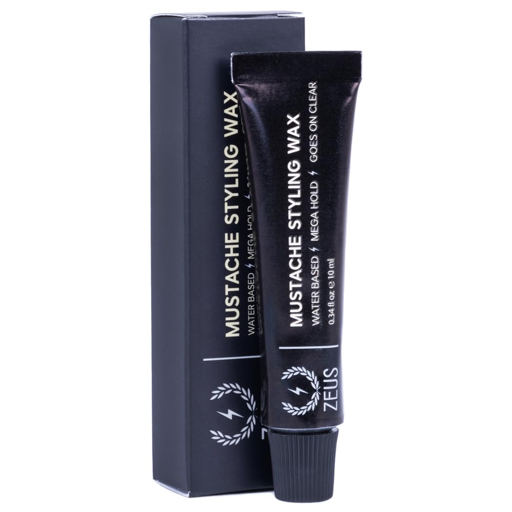 ZEUS Mustache Styling Wax for Men, Water-Based Formula with Mega Hold for a Refined, Long-Lasting Look (Made in Germany) 0.34 Fl. Oz.