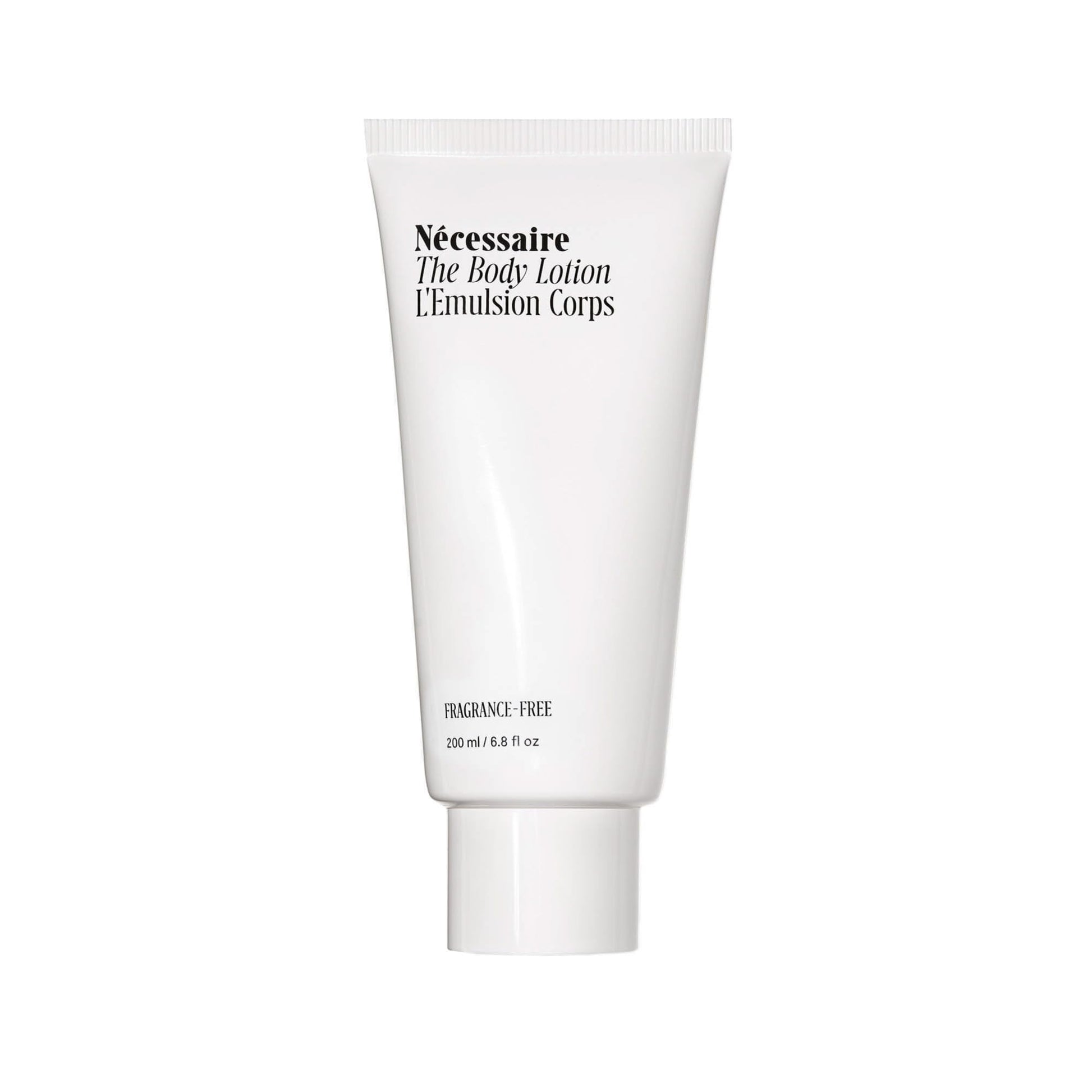 NŽcessaire The Body Lotion Fragrance-Free. Firming Body Lotion for Women & Men. 48 Hour Moisture. 5 Peptides, 2.5% Niacinamide, Vitamin C/E + Omega 6/9. Non-Comedogenic. 6.8 fl oz.