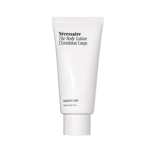 NŽcessaire The Body Lotion Fragrance-Free. Firming Body Lotion for Women & Men. 48 Hour Moisture. 5 Peptides, 2.5% Niacinamide, Vitamin C/E + Omega 6/9. Non-Comedogenic. 6.8 fl oz.
