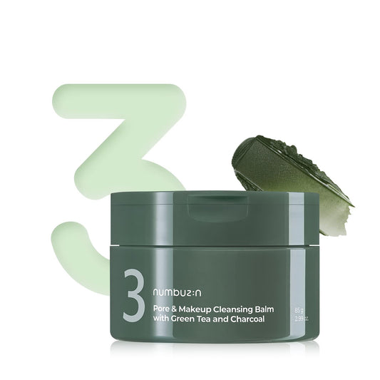 numbuzin No.3 Pore & Makeup Cleansing Balm with Green Tea and Charcoal | Quick & Easy Cleansing, Reduces Blackheads, No Fragrance, 2.99 oz