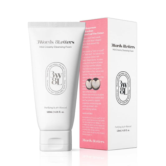[3W8L] Mild Creamy Cleansing Foam 4.05 fl oz | Gentle Vegan Facial Wash For All Skin Types | Mild Rich Creamy Facial Cleanser | Daily Use Soft Face Wash | Korean Skin Care | k-beauty