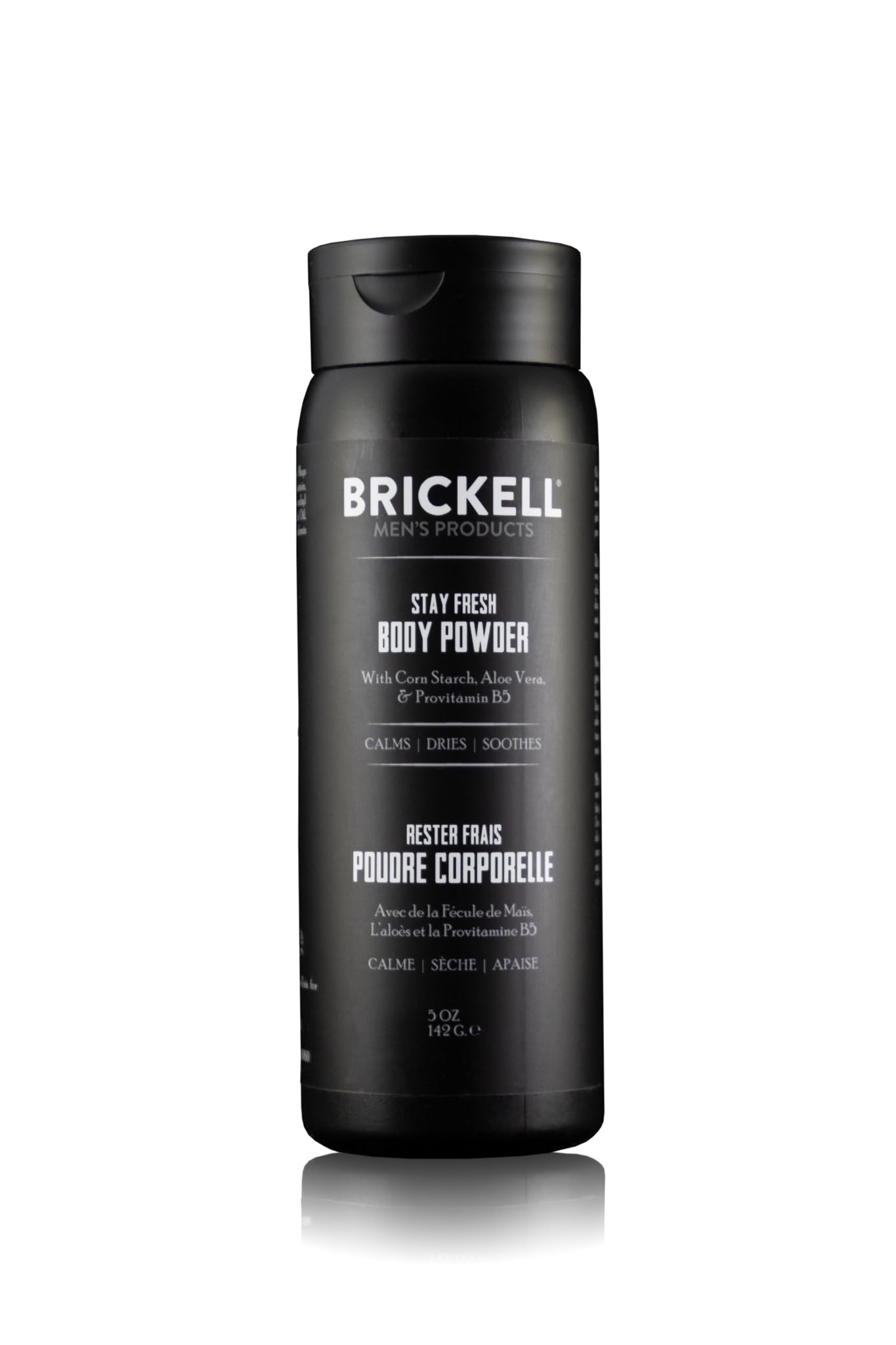 BRICKELL Men's Products Stay Fresh Body Powder for Men, Natural and Organic Talc-Free, Absorbs Sweat, Keeps Skin Dry, Unscented, 5 oz