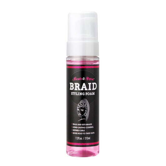 Braid Styling Foam 7.2oz - Premium Braid Foam Control Mousse - Extra Hold & High Shine for Braids, Twists, Locs - Moisturizing Formula, Flake-Free - Lightweight (Pack of 1)