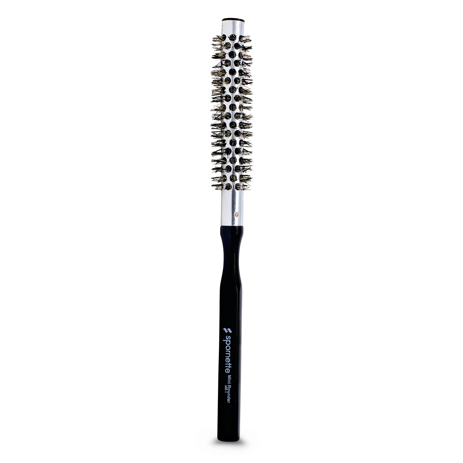 Spornette Small Round Brush for Blow Drying - Nylon & Boar Bristle Brush for Precision Styling - Mini Hair Brush for Women & Men, Short & Curly Hair