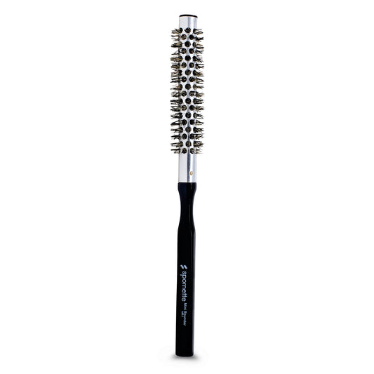 Spornette Small Round Brush for Blow Drying - Nylon & Boar Bristle Brush for Precision Styling - Mini Hair Brush for Women & Men, Short & Curly Hair