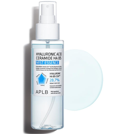APLB Hyaluronic Acid Ceramide HA B5 Mist Essence | HYALURONIC HA B5 CENª 28.7% 3.55 FL.OZ/Korean Skincare, Replenishing moisture, Revitalize for gentle and improve skin texture through Hyaluronic