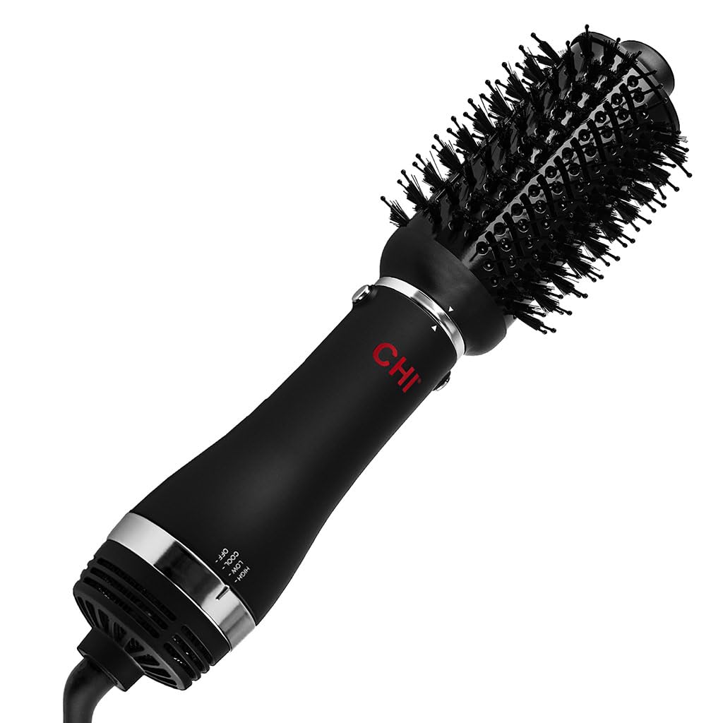 CHI Volumizer 4-in-1 Blowout Brush, Hair Dryer Creates Smooth, Silky & Shiny Hair, Four Interchangeable Attachments For Versatile Styling, Black